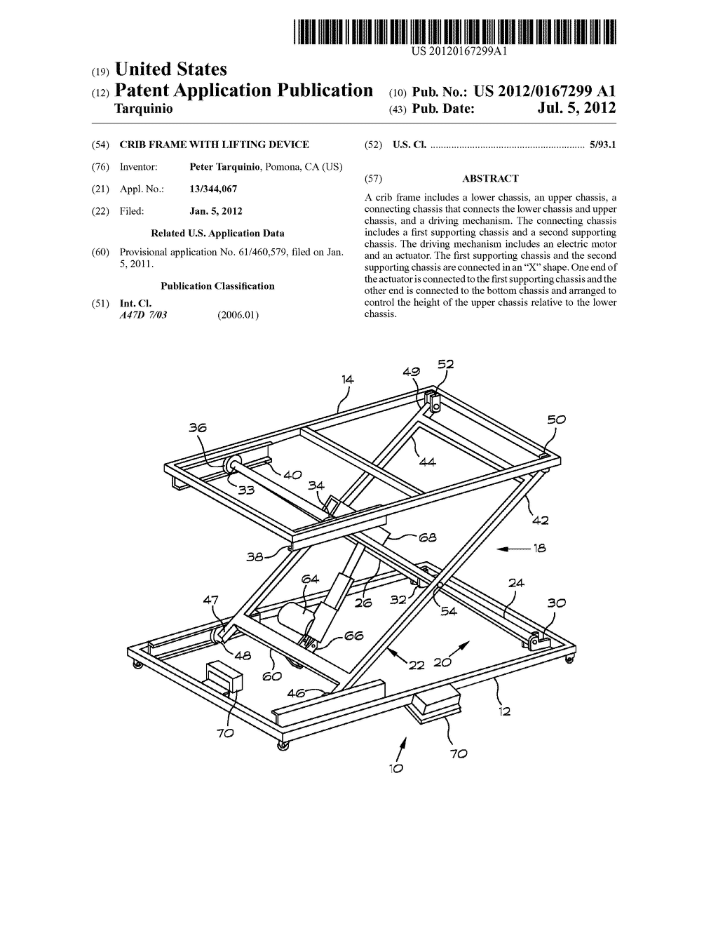 CRIB FRAME WITH LIFTING DEVICE - diagram, schematic, and image 01