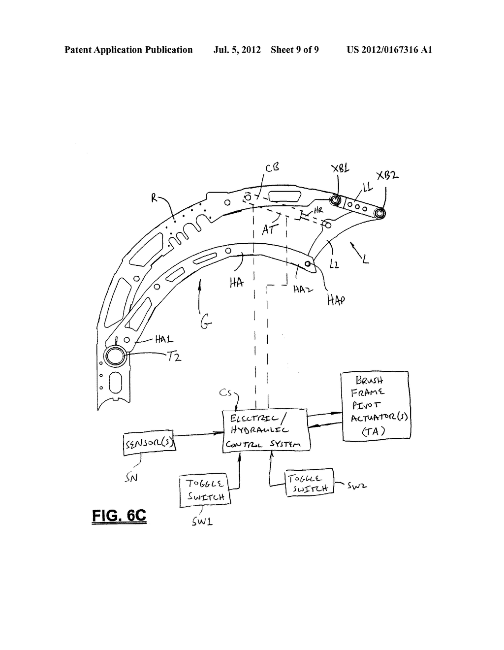 Sweeper Brush Frame with Adjustable Hood - diagram, schematic, and image 10