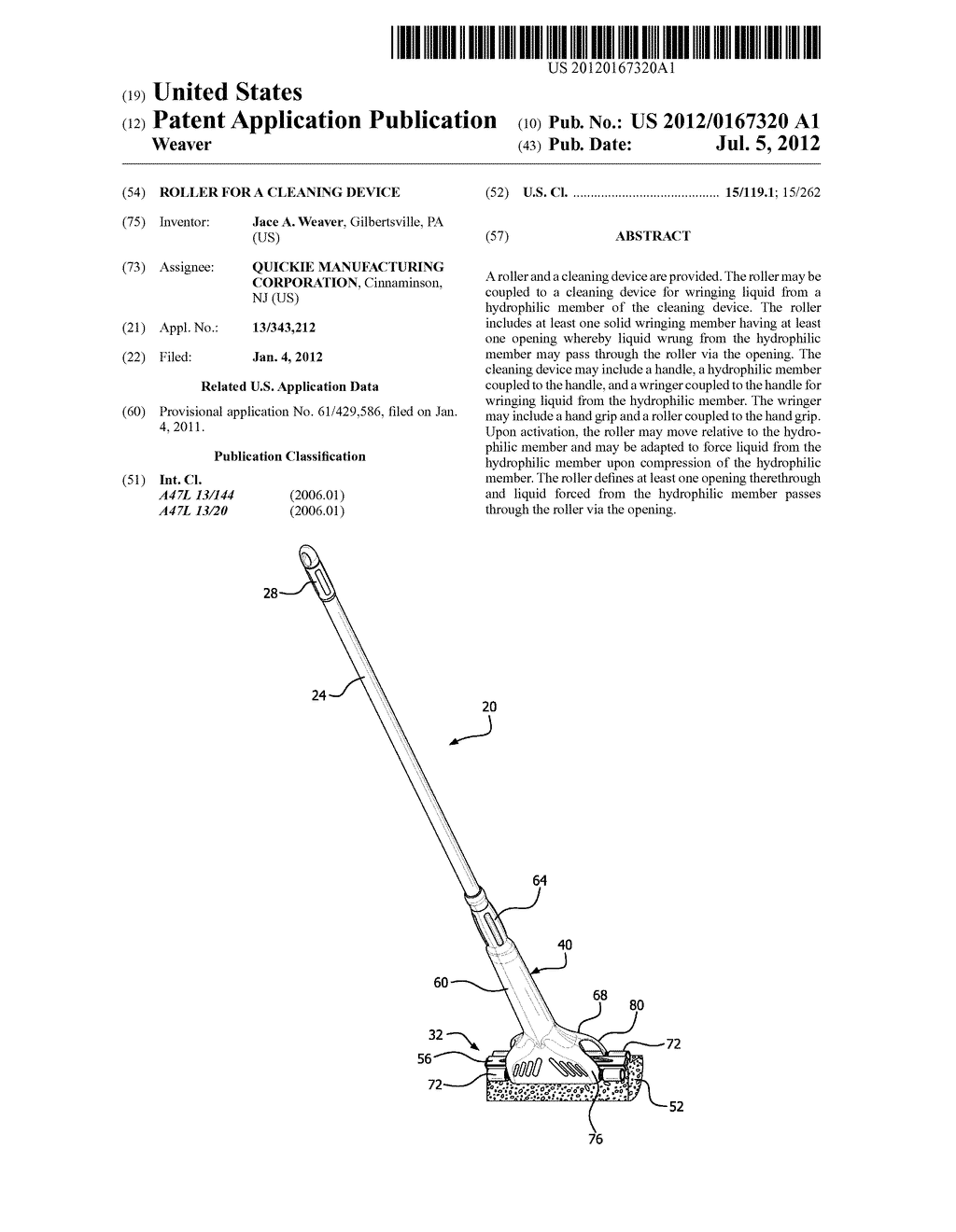 ROLLER FOR A CLEANING DEVICE - diagram, schematic, and image 01