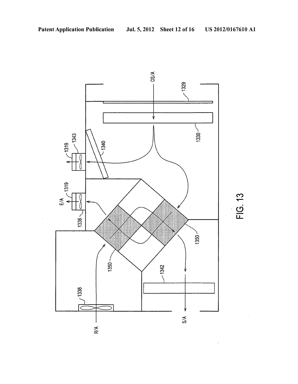 Indirect air-side economizer for removing heat from enclosed spaces with     high internal heat generation - diagram, schematic, and image 13