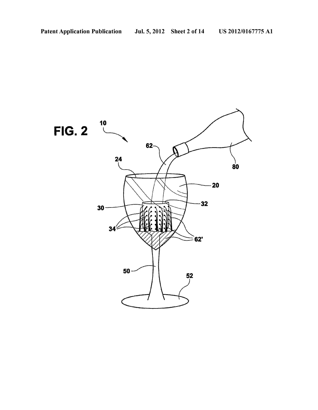 BEVERAGE GLASS WITH INTERNAL DECANTING, FILTERING, MIXING AND AERATING     CELL - diagram, schematic, and image 03