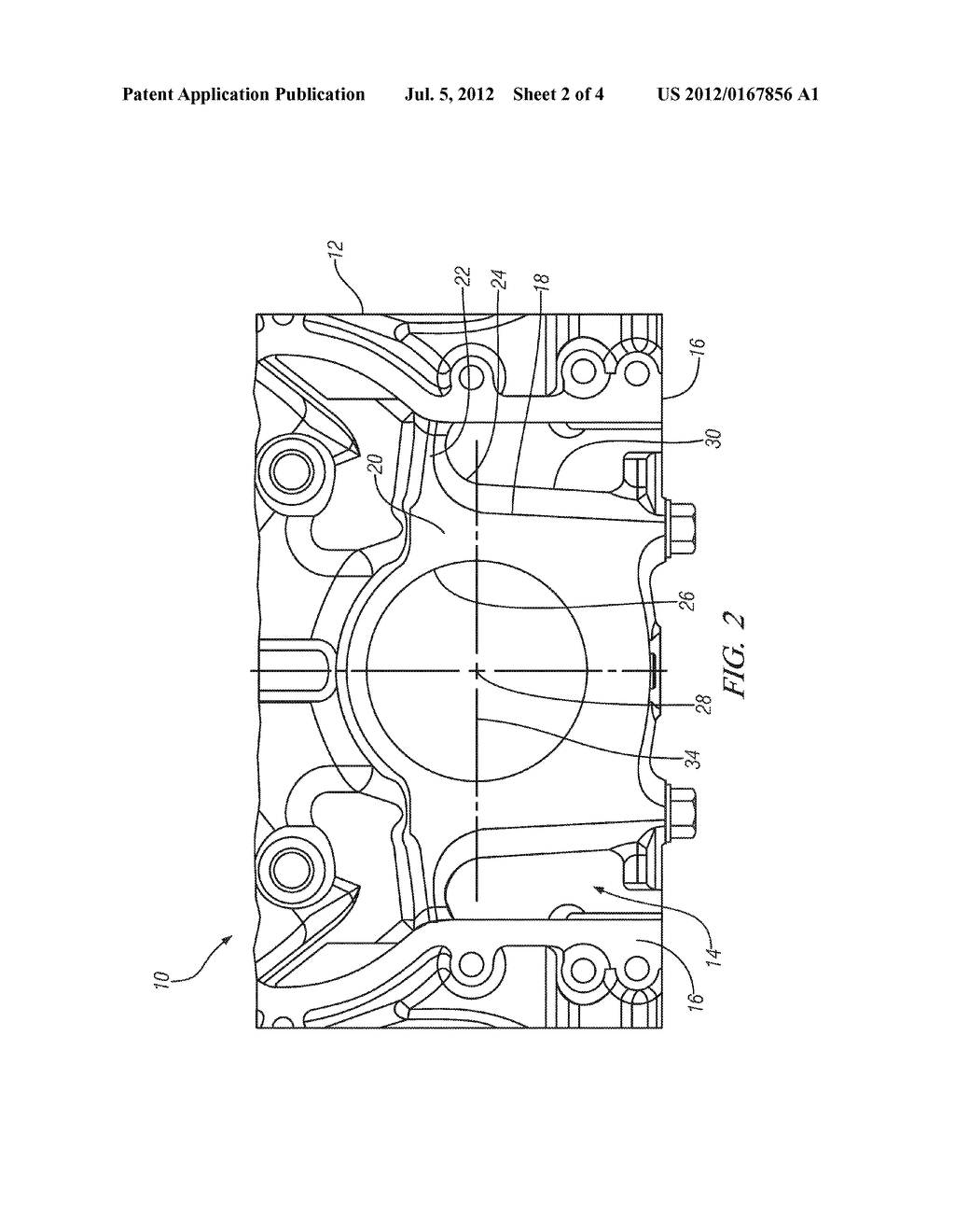 ENGINE AND METHOD FOR IMPROVED CRANKCASE FATIGUE STRENGTH WITH     FRACTURE-SPLIT MAIN BEARING CAPS - diagram, schematic, and image 03