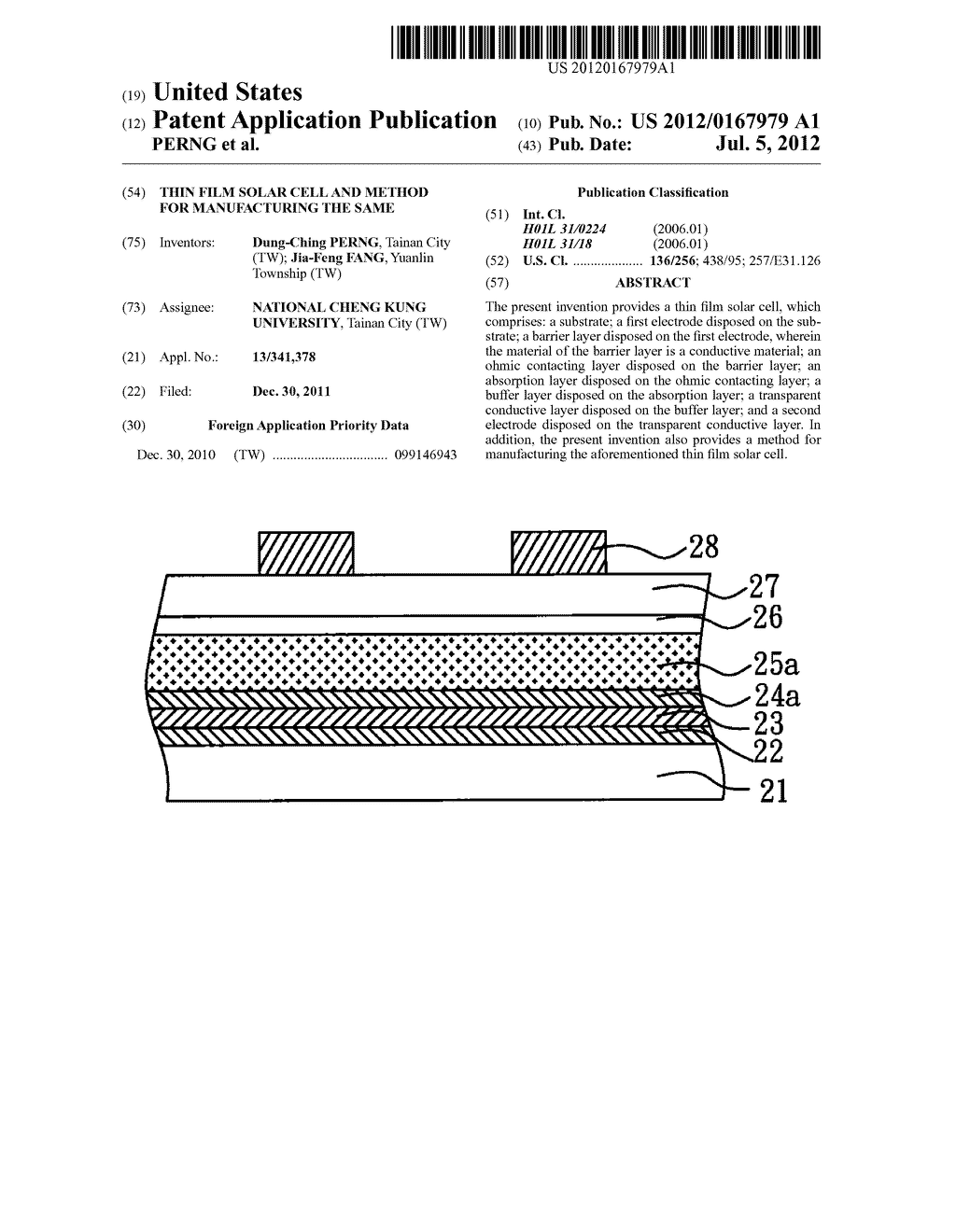 THIN FILM SOLAR CELL AND METHOD FOR MANUFACTURING THE SAME - diagram, schematic, and image 01