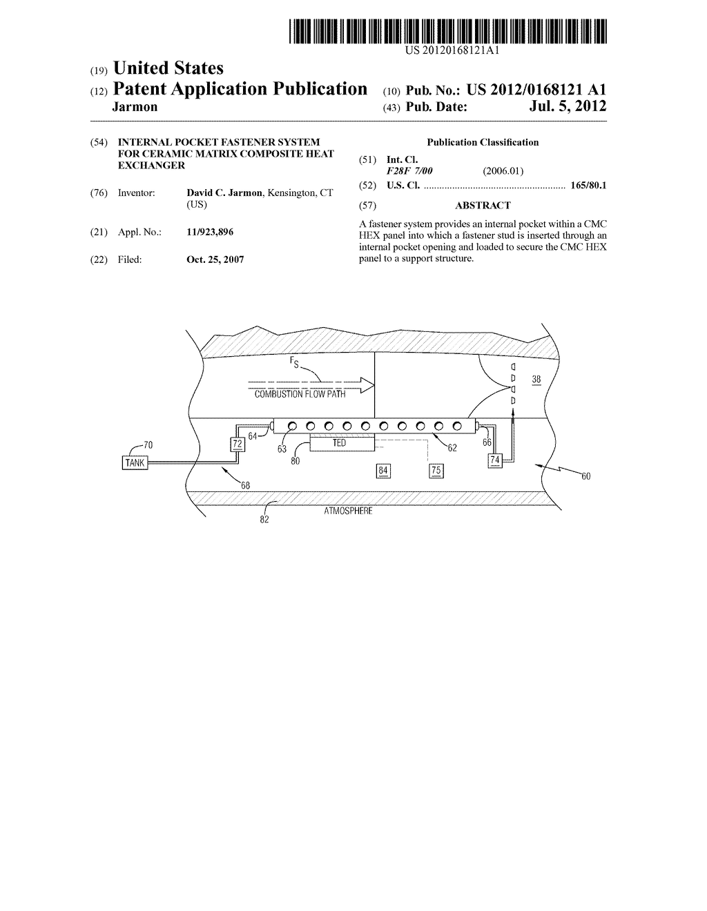 INTERNAL POCKET FASTENER SYSTEM FOR CERAMIC MATRIX COMPOSITE HEAT     EXCHANGER - diagram, schematic, and image 01