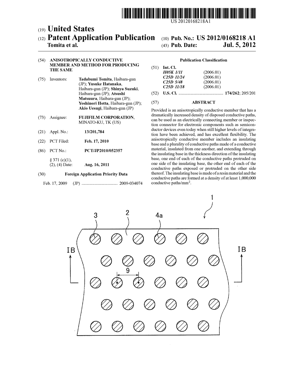 ANISOTROPICALLY CONDUCTIVE MEMBER AND METHOD FOR PRODUCING THE SAME - diagram, schematic, and image 01