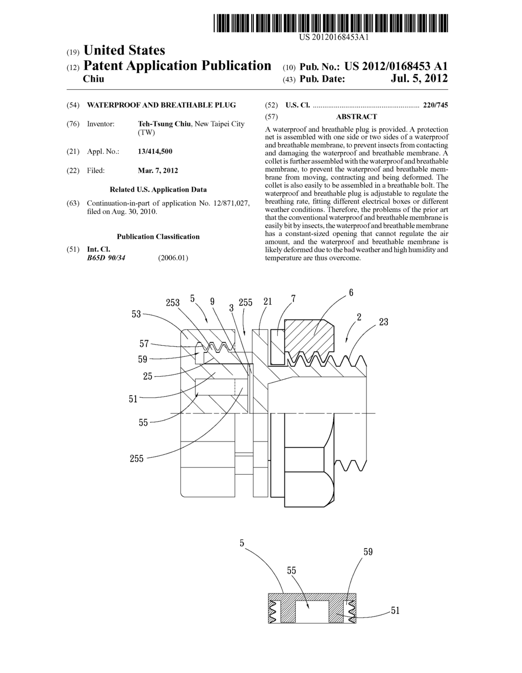 WATERPROOF AND BREATHABLE PLUG - diagram, schematic, and image 01