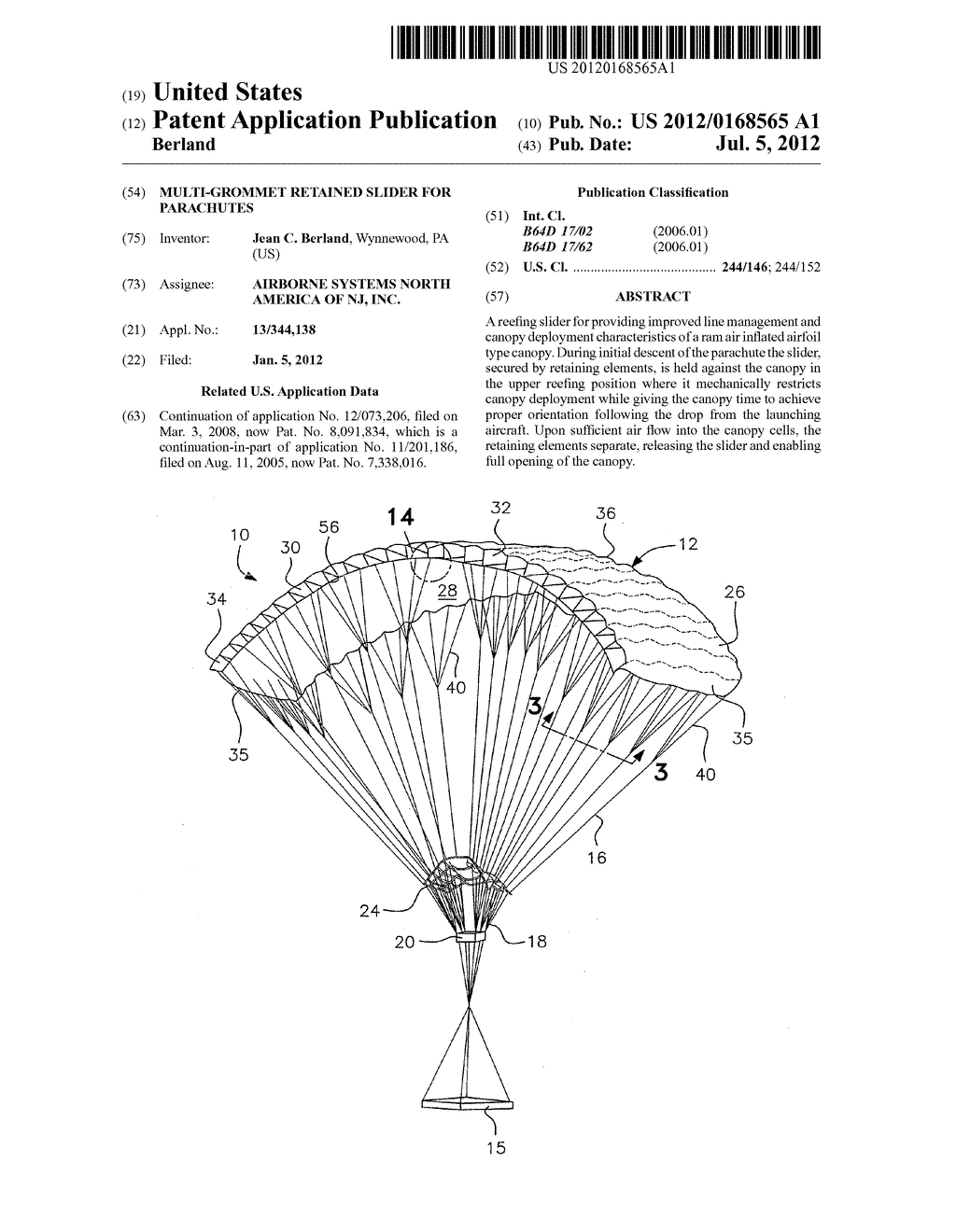 MULTI-GROMMET RETAINED SLIDER FOR PARACHUTES - diagram, schematic, and image 01