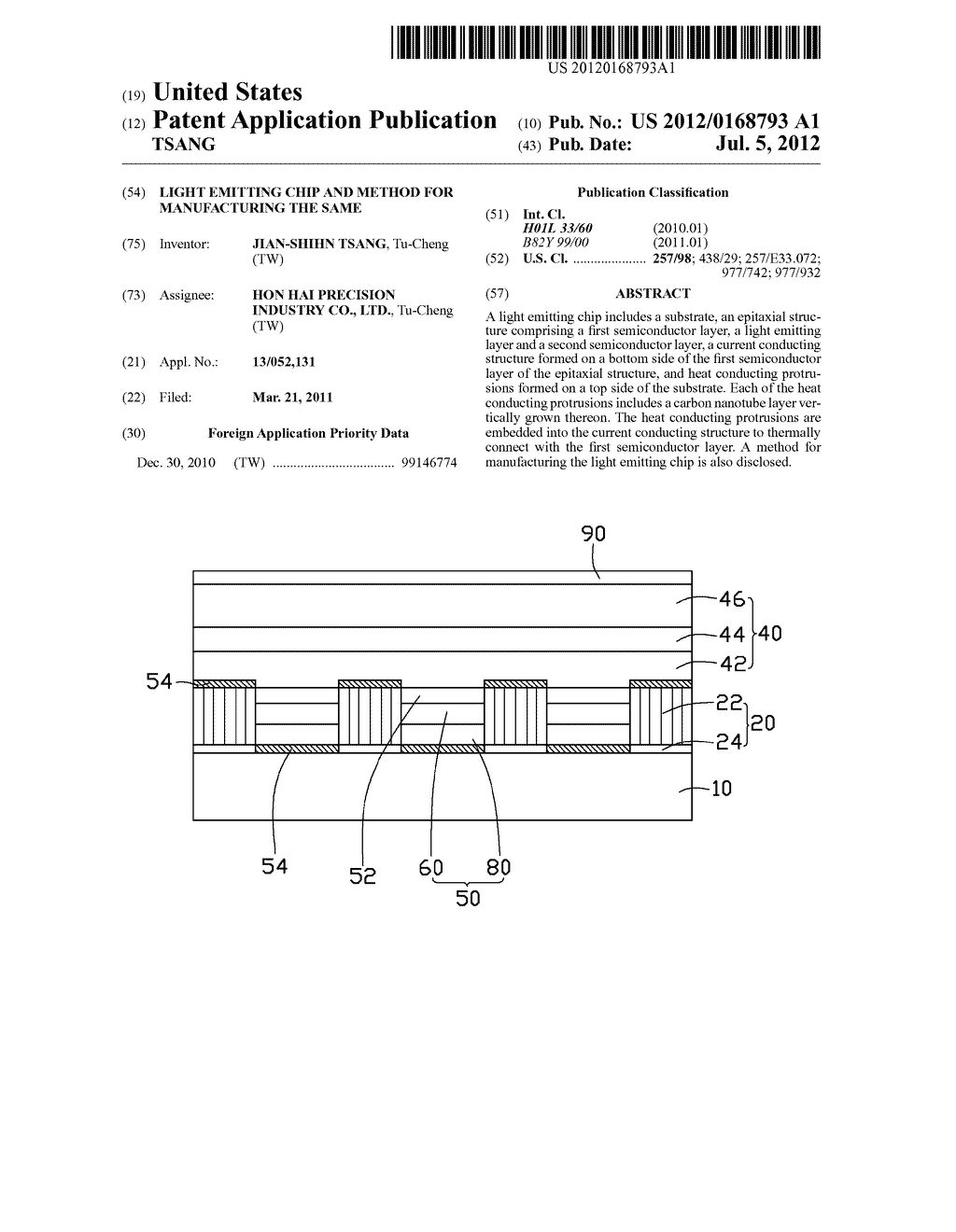 LIGHT EMITTING CHIP AND METHOD FOR MANUFACTURING THE SAME - diagram, schematic, and image 01