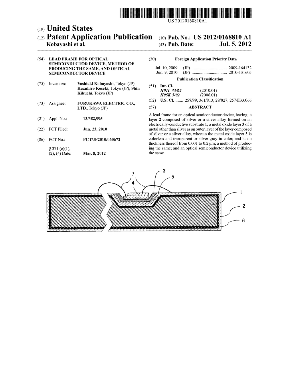 LEAD FRAME FOR OPTICAL SEMICONDUCTOR DEVICE, METHOD OF PRODUCING THE SAME,     AND OPTICAL SEMICONDUCTOR DEVICE - diagram, schematic, and image 01