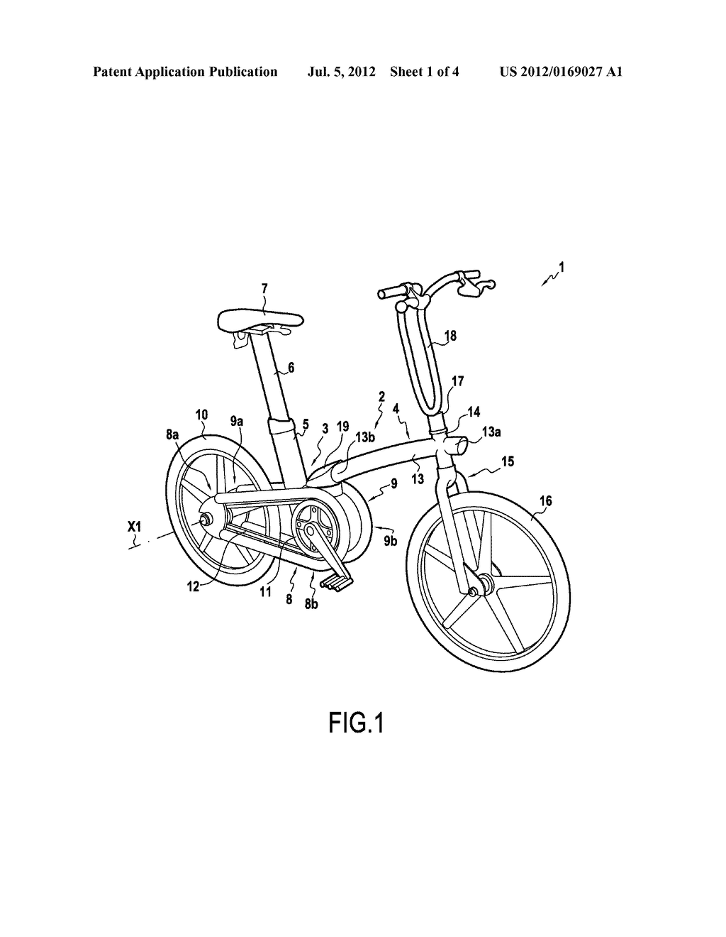 FOLDABLE BICYCLE HAVING A STABILIZATION SYSTEM - diagram, schematic, and image 02