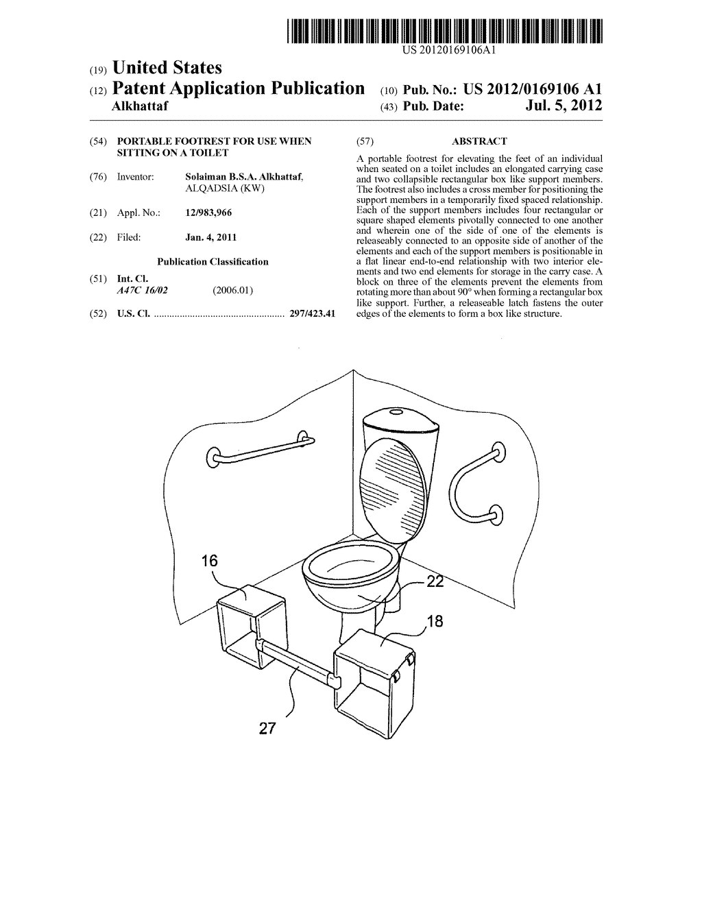 Portable Footrest for Use When Sitting on a Toilet - diagram, schematic, and image 01