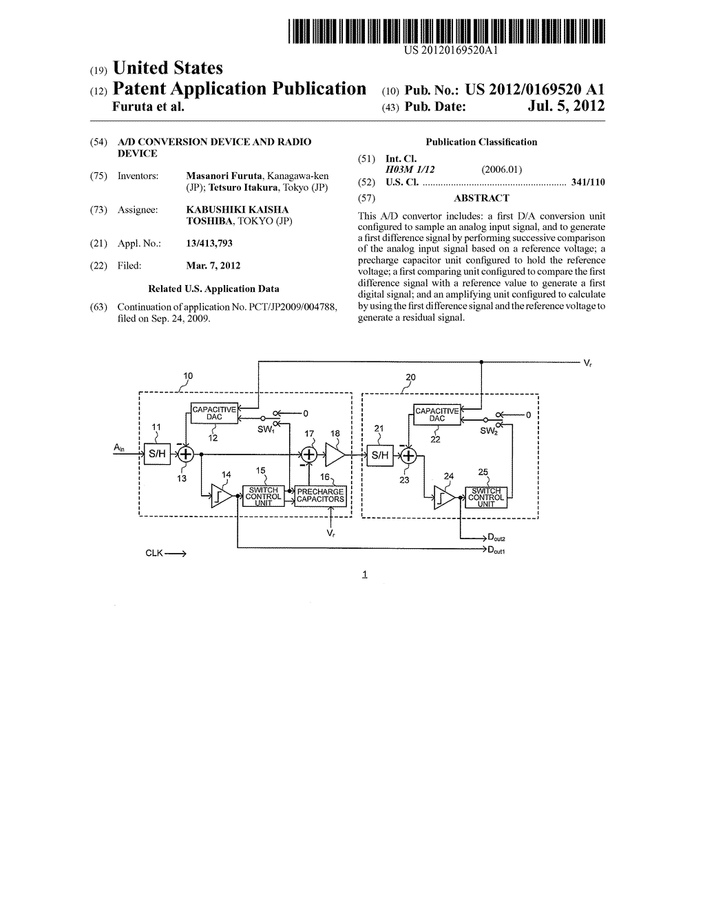 A/D CONVERSION DEVICE AND RADIO DEVICE - diagram, schematic, and image 01