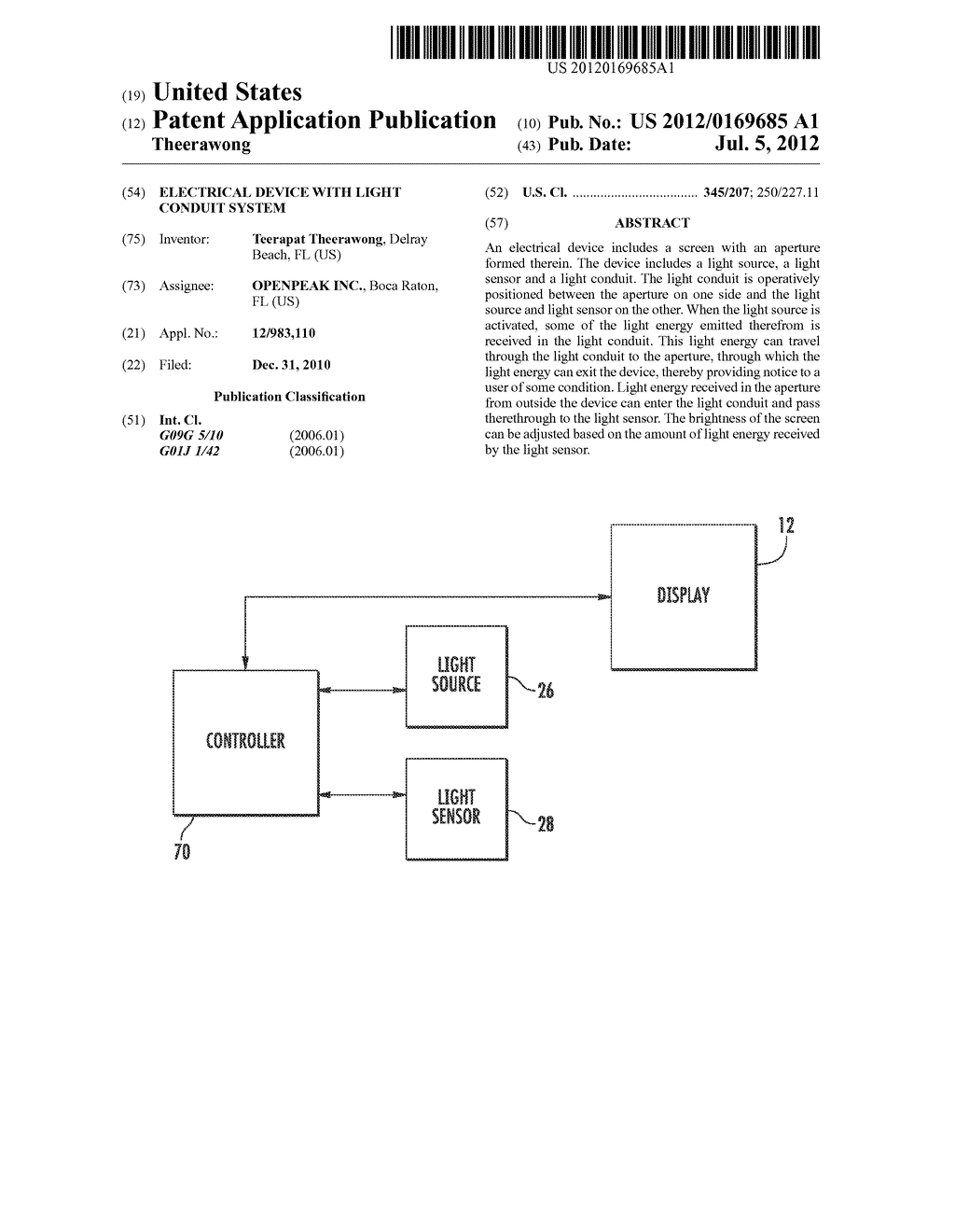 ELECTRICAL DEVICE WITH LIGHT CONDUIT SYSTEM - diagram, schematic, and image 01