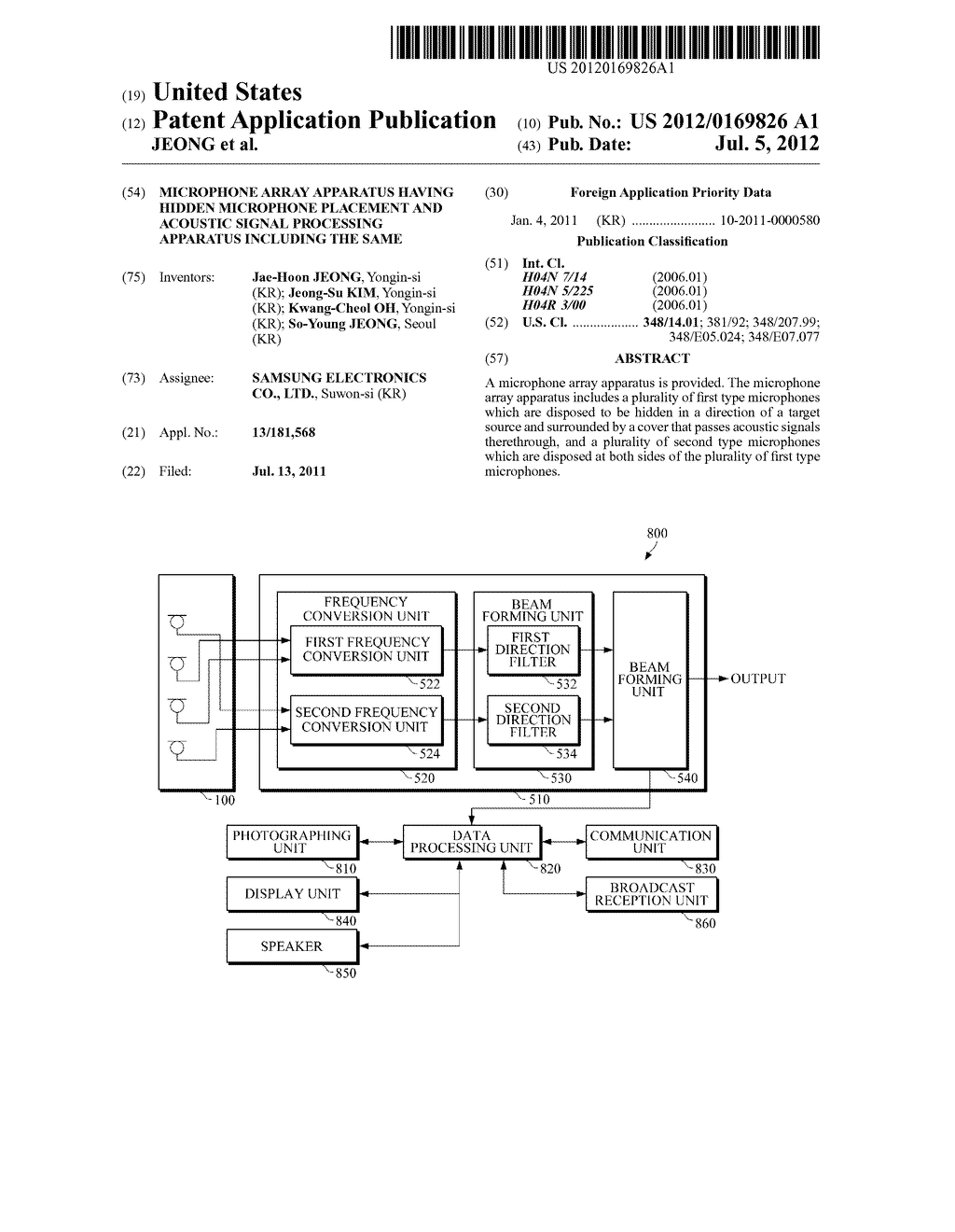 MICROPHONE ARRAY APPARATUS HAVING HIDDEN MICROPHONE PLACEMENT AND ACOUSTIC     SIGNAL PROCESSING APPARATUS INCLUDING THE SAME - diagram, schematic, and image 01