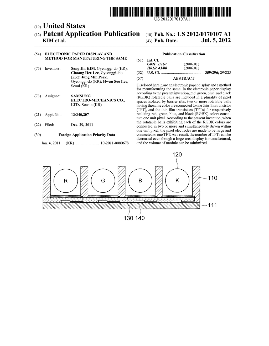 ELECTRONIC PAPER DISPLAY AND METHOD FOR MANUFATURING THE SAME - diagram, schematic, and image 01