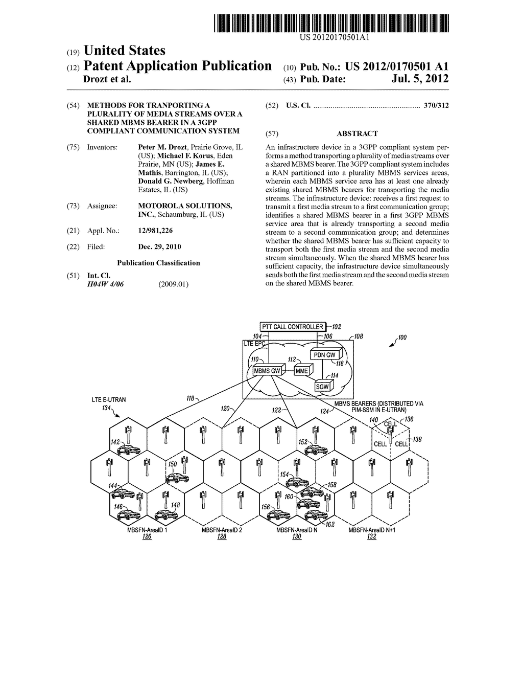 METHODS FOR TRANPORTING A PLURALITY OF MEDIA STREAMS OVER A SHARED MBMS     BEARER IN A 3GPP COMPLIANT COMMUNICATION SYSTEM - diagram, schematic, and image 01