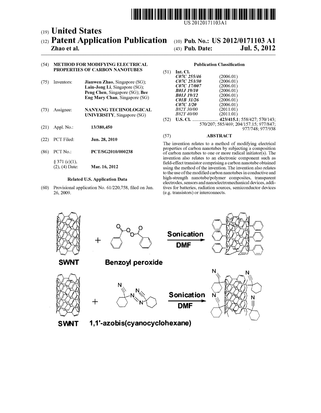 METHOD FOR MODIFYING ELECTRICAL PROPERTIES OF CARBON NANOTUBES - diagram, schematic, and image 01