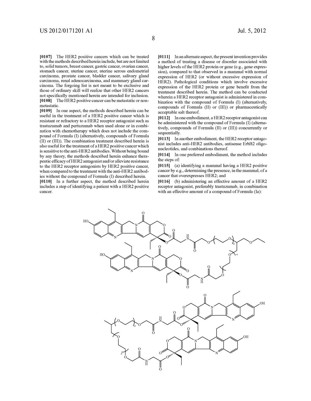 METHODS OF TREATING HER2 POSITIVE CANCER WITH HER2 RECEPTOR ANTAGONIST IN     COMBINATION WITH MULTI-ARM POLYMERIC CONJUGATES OF     7-ETHYL-10-HYDROXYCAMPTOTHECIN - diagram, schematic, and image 14