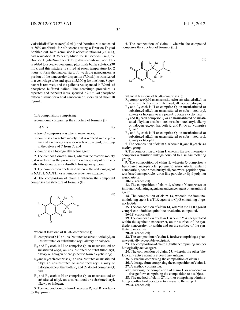 SYNTHETIC NANOCARRIERS WITH REACTIVE GROUPS THAT RELEASE BIOLOGICALLY     ACTIVE AGENTS - diagram, schematic, and image 35