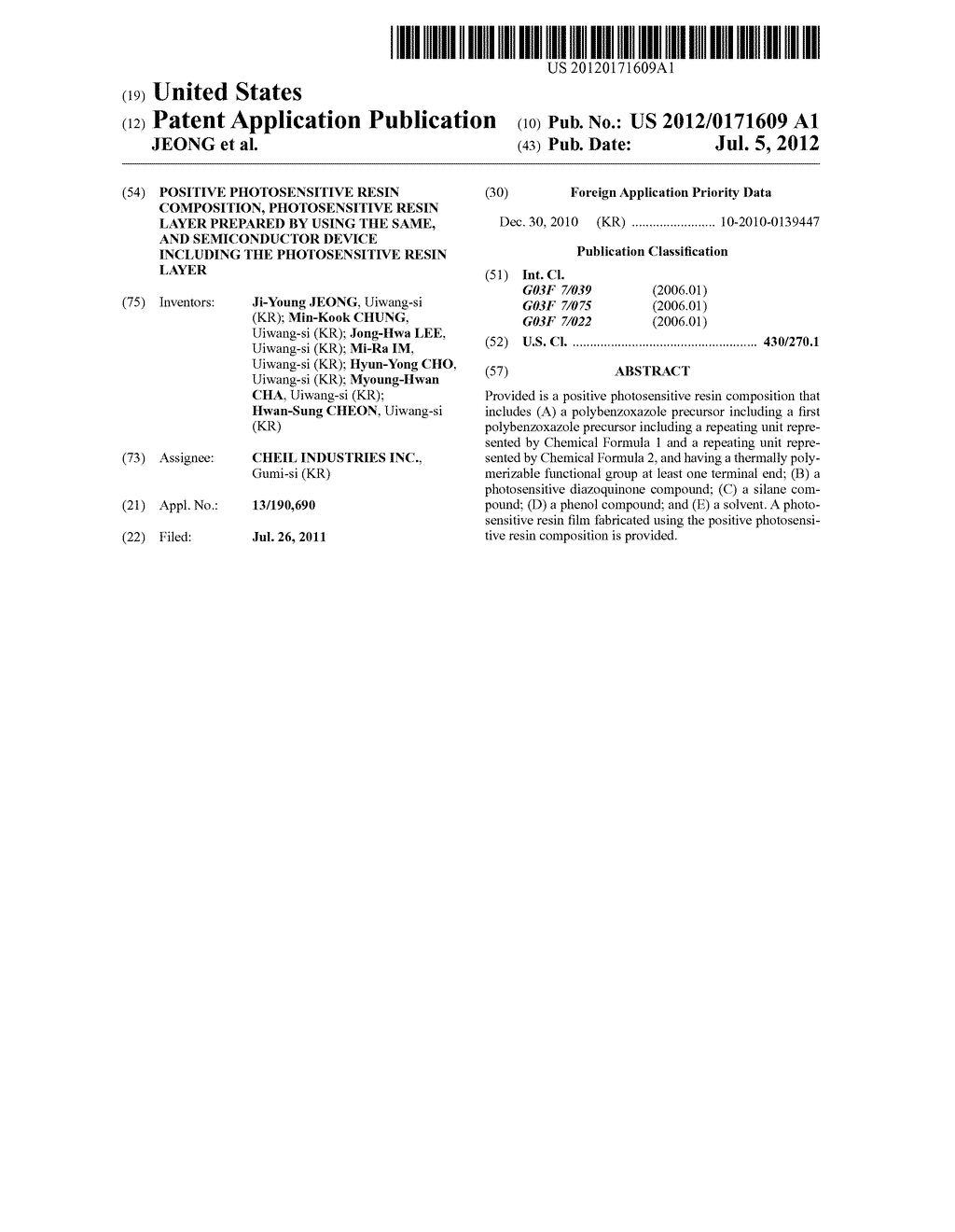 Positive Photosensitive Resin Composition, Photosensitive Resin Layer     Prepared by Using the Same, and Semiconductor Device Including the     Photosensitive Resin Layer - diagram, schematic, and image 01