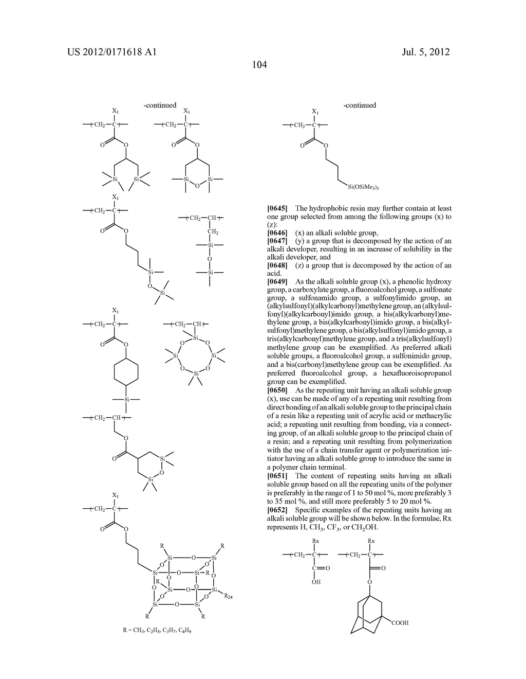 ACTINIC-RAY- OR RADIATION-SENSITIVE RESIN COMPOSITION AND METHOD OF     FORMING A PATTERN USING THE SAME - diagram, schematic, and image 105