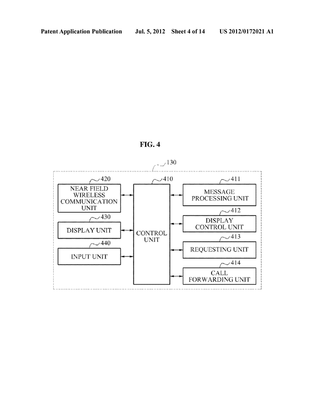 CALL FORWARDING SYSTEM AND METHOD FOR FORWARDING A CALL TO A TERMINAL     THROUGH NEAR-FIELD WIRELESS COMMUNICATION - diagram, schematic, and image 05