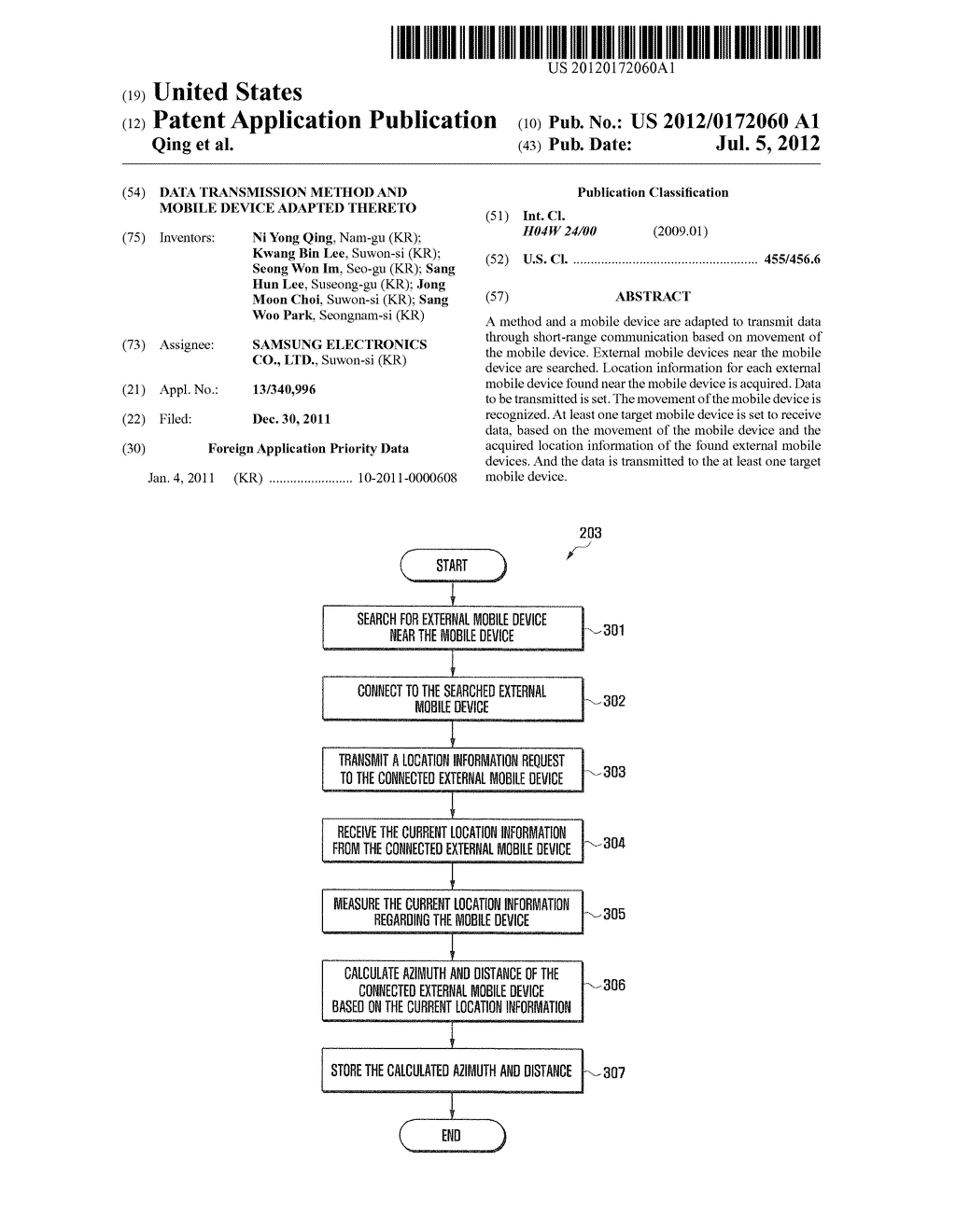 DATA TRANSMISSION METHOD AND MOBILE DEVICE ADAPTED THERETO - diagram, schematic, and image 01