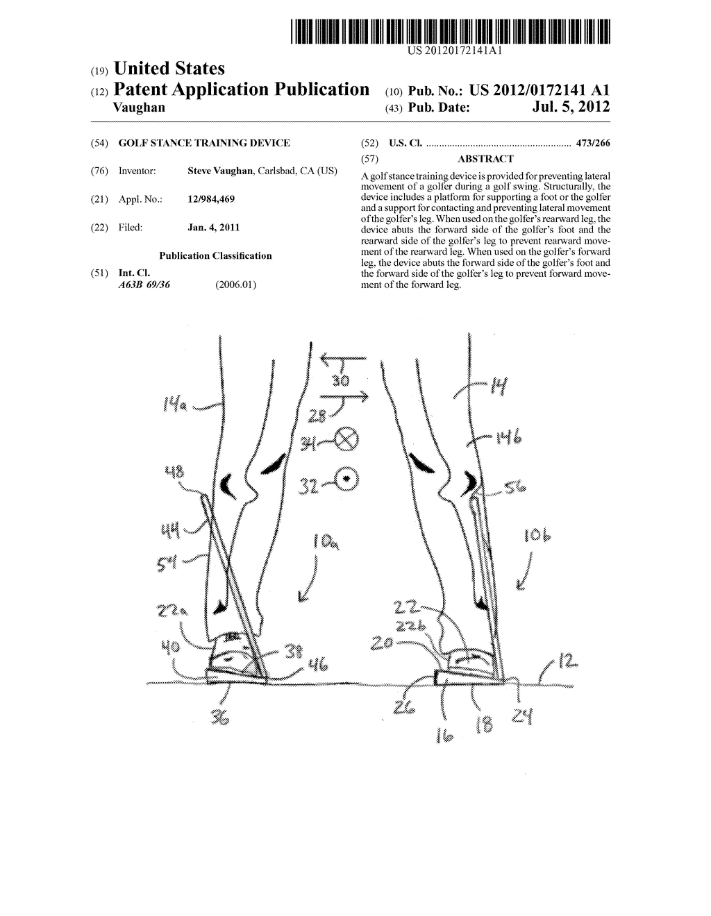 GOLF STANCE TRAINING DEVICE - diagram, schematic, and image 01