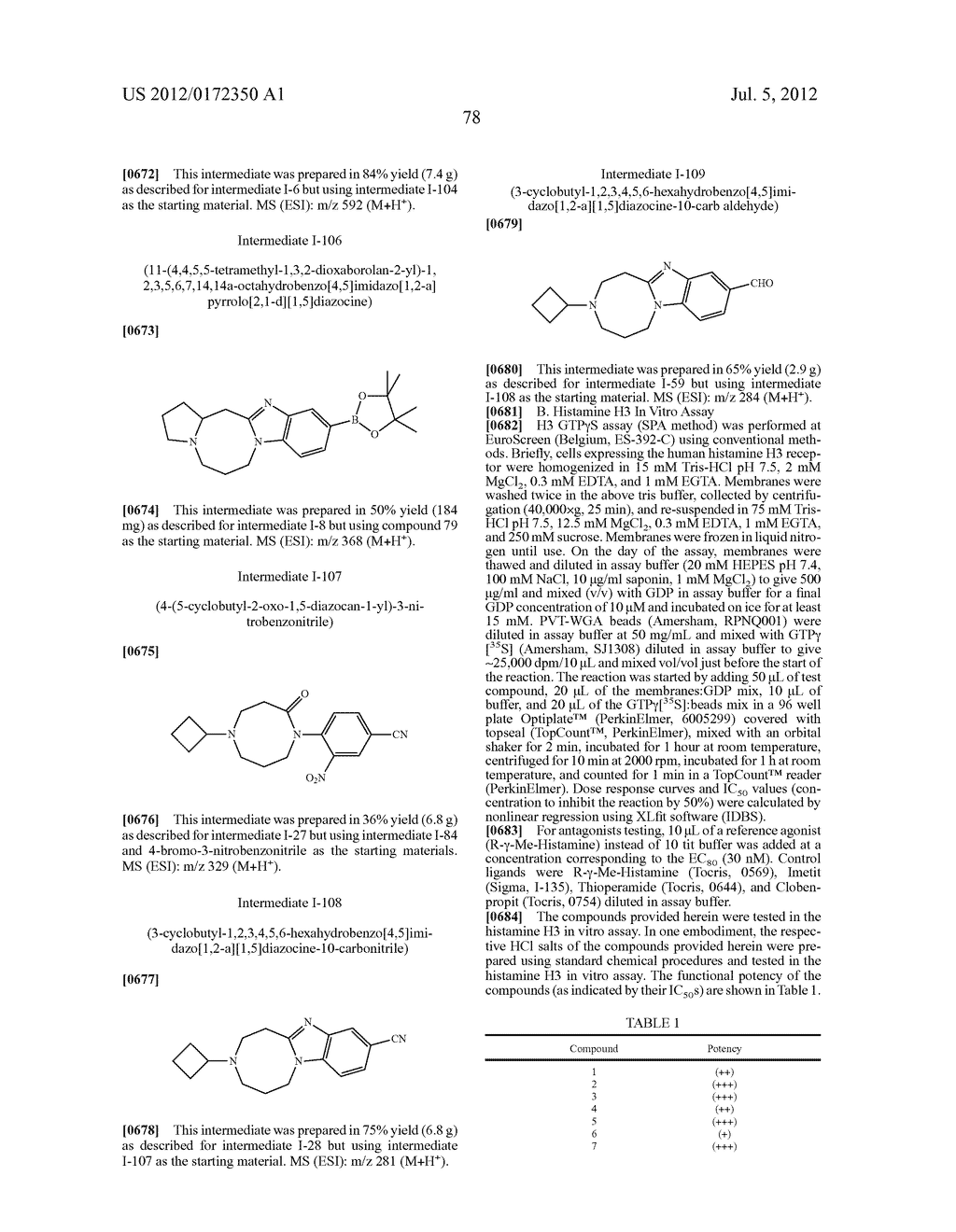 HISTAMINE H3 INVERSE AGONISTS AND ANTAGONISTS AND METHODS OF USE THEREOF - diagram, schematic, and image 79