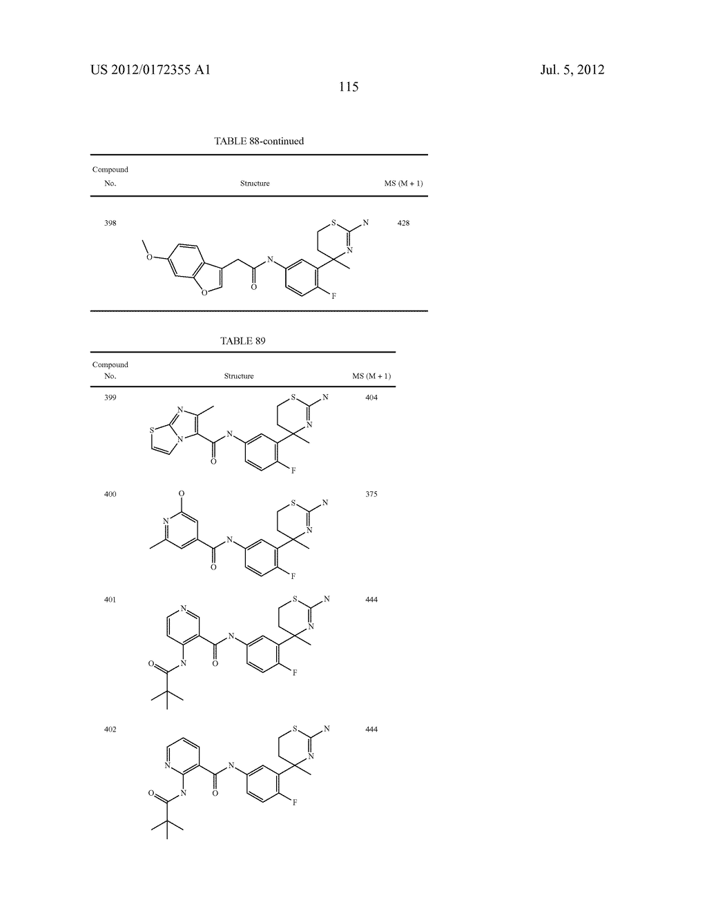 AMINODIHYDROTHIAZINE DERIVATIVES SUBSTITUTED WITH A CYCLIC GROUP - diagram, schematic, and image 116