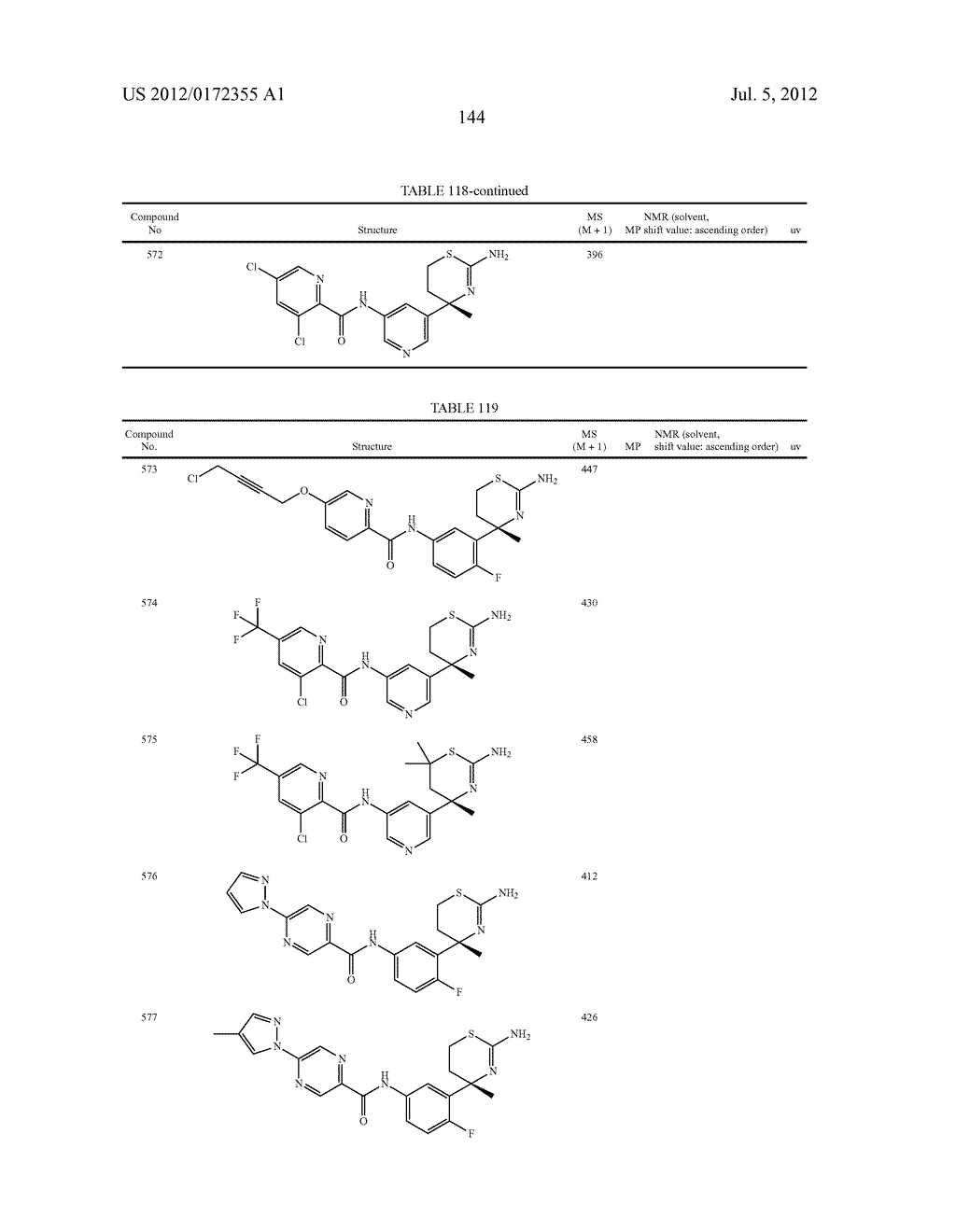 AMINODIHYDROTHIAZINE DERIVATIVES SUBSTITUTED WITH A CYCLIC GROUP - diagram, schematic, and image 145