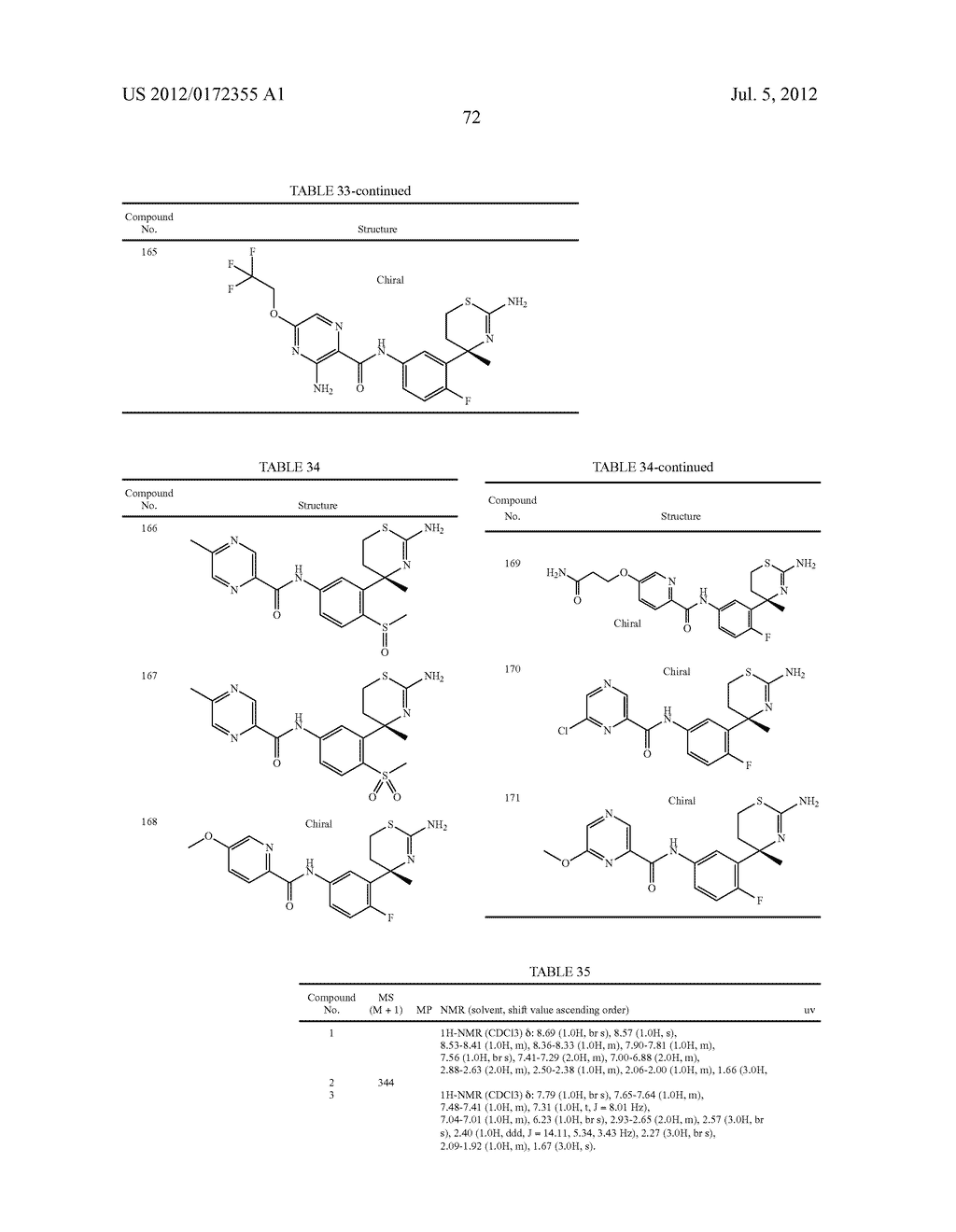 AMINODIHYDROTHIAZINE DERIVATIVES SUBSTITUTED WITH A CYCLIC GROUP - diagram, schematic, and image 73