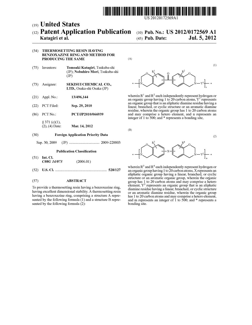 THERMOSETTING RESIN HAVING BENZOXAZINE RING AND METHOD FOR PRODUCING THE     SAME - diagram, schematic, and image 01