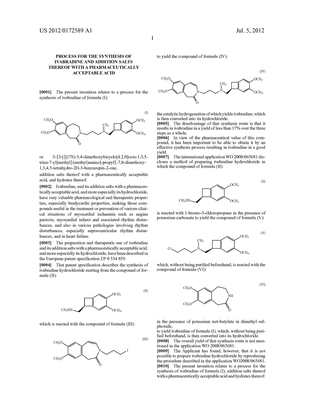 PROCESS FOR THE SYNTHESIS OF IVABRADINE AND ADDITION SALTS THEREOF WITH A     PHARMACEUTICALLY ACCEPTABLE ACID - diagram, schematic, and image 02