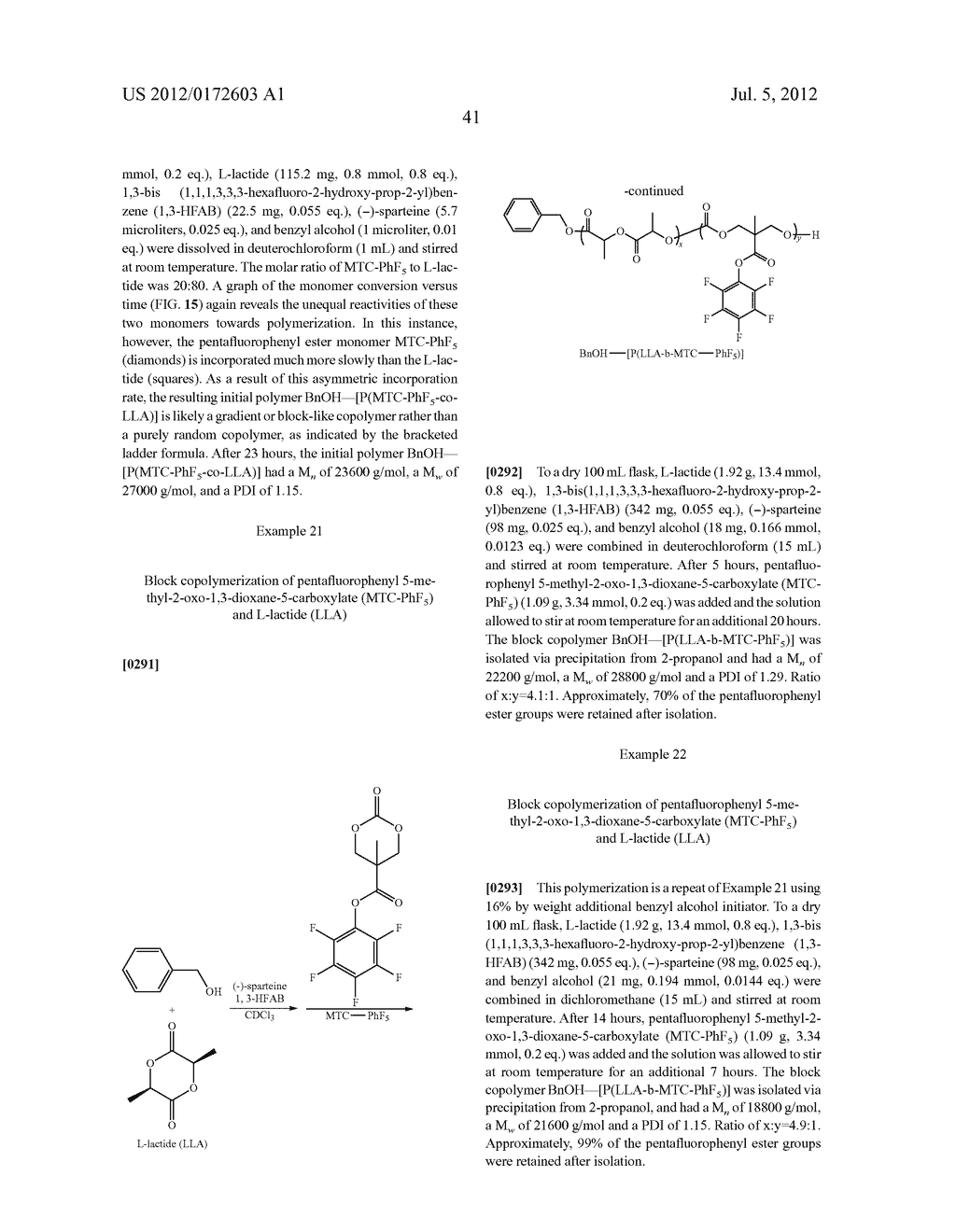 POLYMERS BEARING PENDANT PENTAFLUOROPHENYL ESTER GROUPS, AND METHODS OF     SYNTHESIS AND FUNCTIONALIZATION THEREOF - diagram, schematic, and image 56