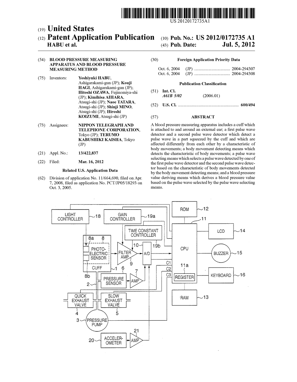 BLOOD PRESSURE MEASURING APPARATUS AND BLOOD PRESSURE MEASURING METHOD - diagram, schematic, and image 01