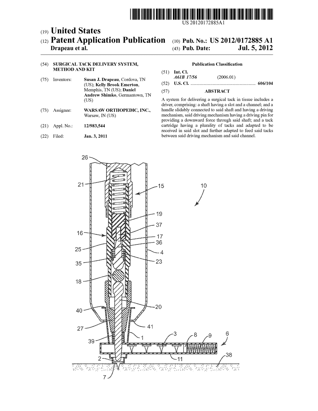 SURGICAL TACK DELIVERY SYSTEM, METHOD AND KIT - diagram, schematic, and image 01