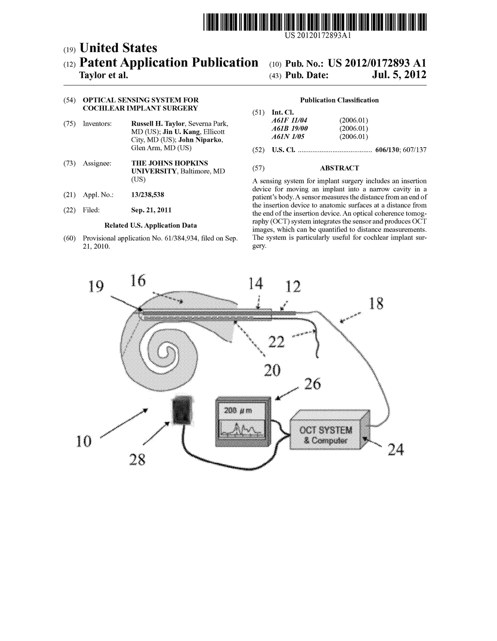 OPTICAL SENSING SYSTEM FOR COCHLEAR IMPLANT SURGERY - diagram, schematic, and image 01