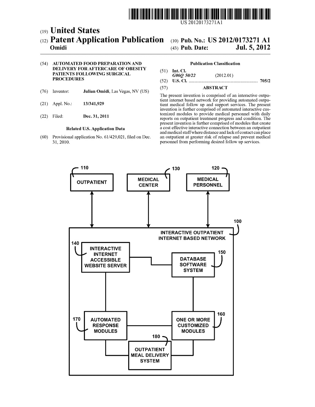 Automated Food Preparation and Delivery for Aftercare of Obesity Patients     Following Surgical Procedures - diagram, schematic, and image 01