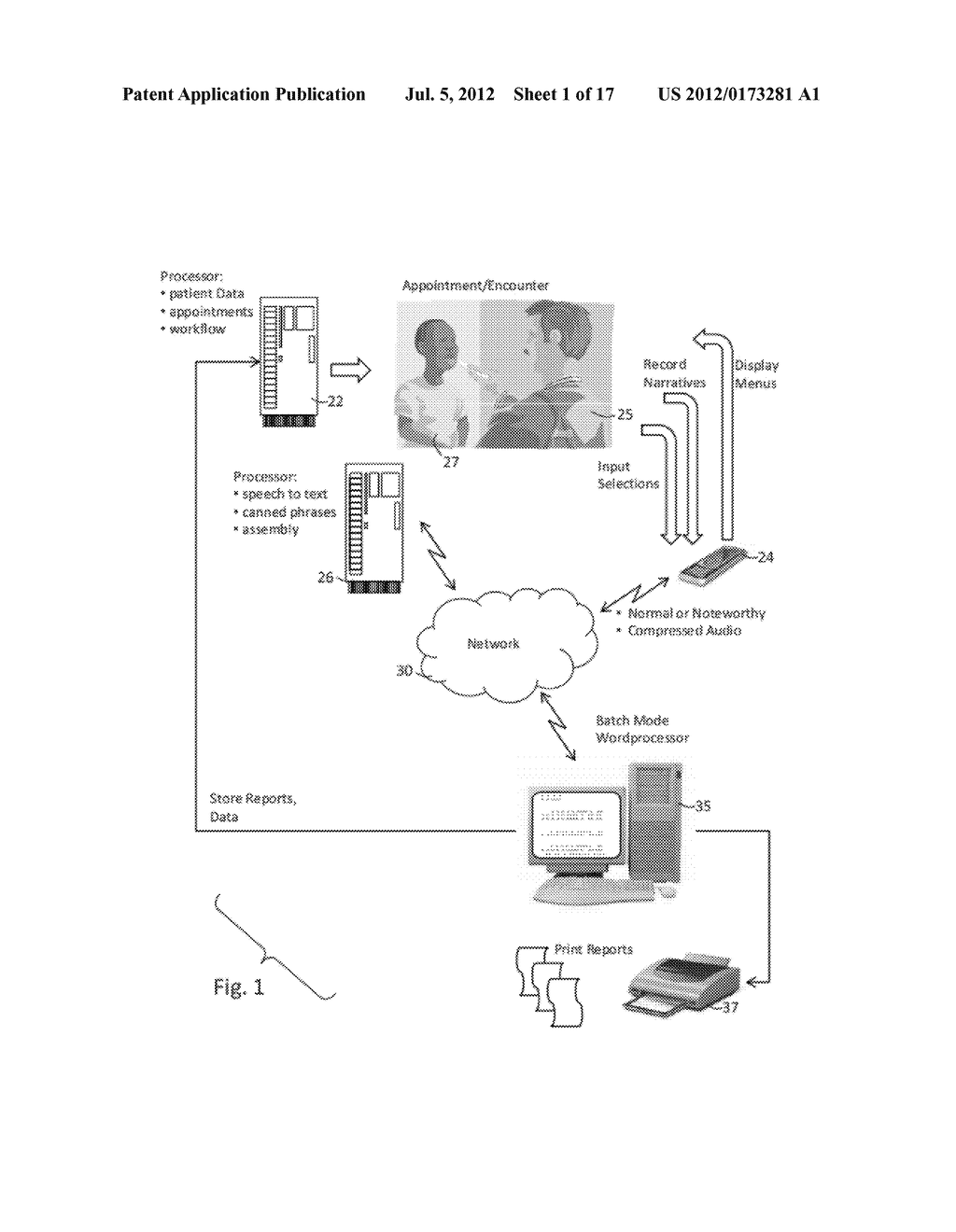 AUTOMATED DATA ENTRY AND TRANSCRIPTION SYSTEM, ESPECIALLY FOR GENERATION     OF MEDICAL REPORTS BY AN ATTENDING PHYSICIAN - diagram, schematic, and image 02