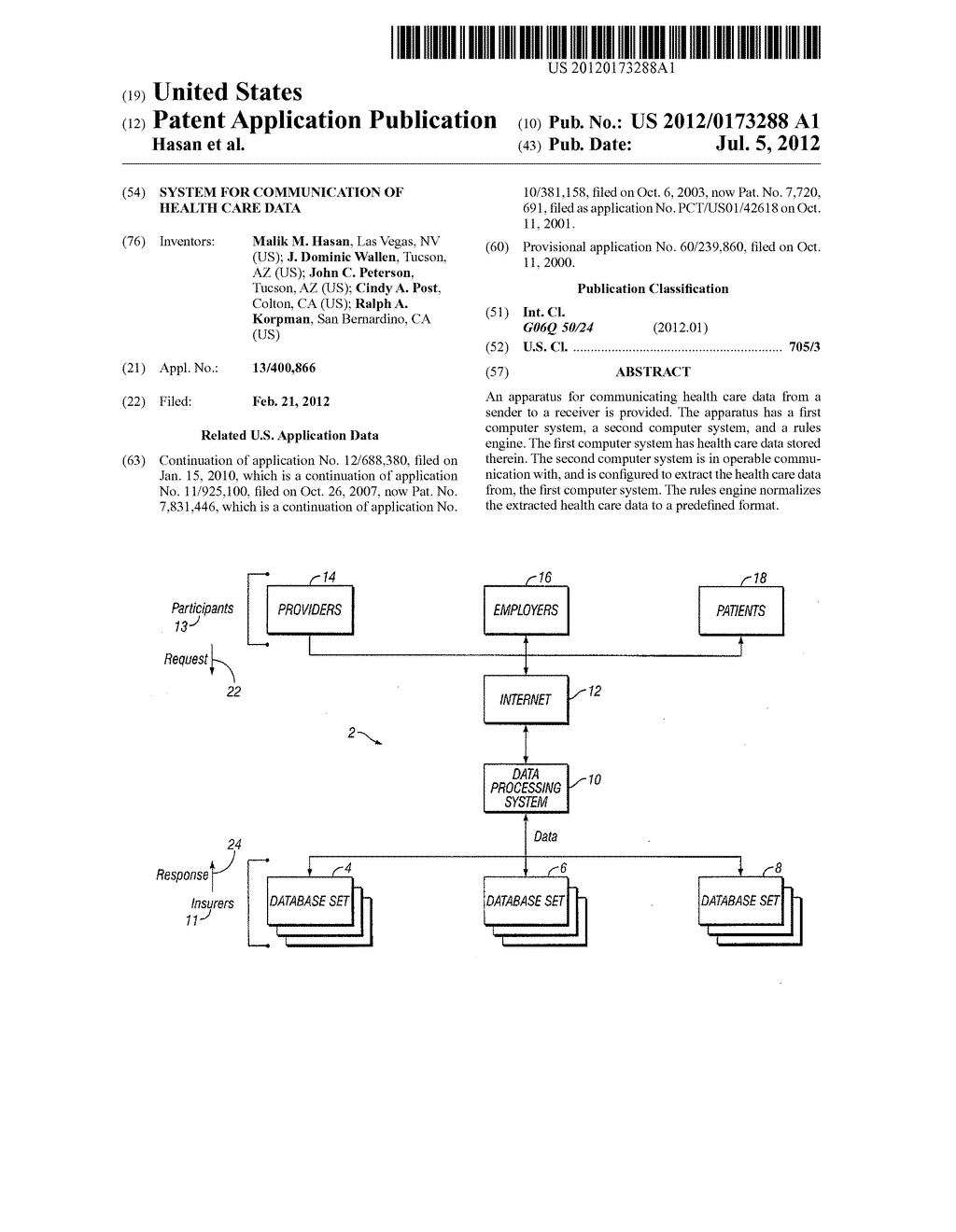 SYSTEM FOR COMMUNICATION OF HEALTH CARE DATA - diagram, schematic, and image 01