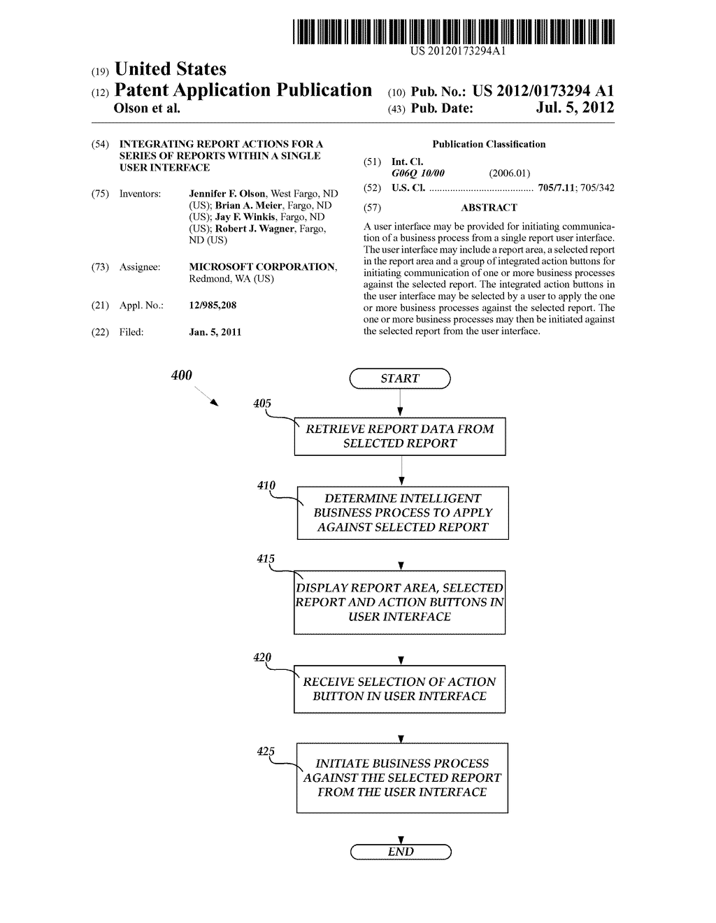 Integrating Report Actions for a Series of Reports Within a Single User     Interface - diagram, schematic, and image 01