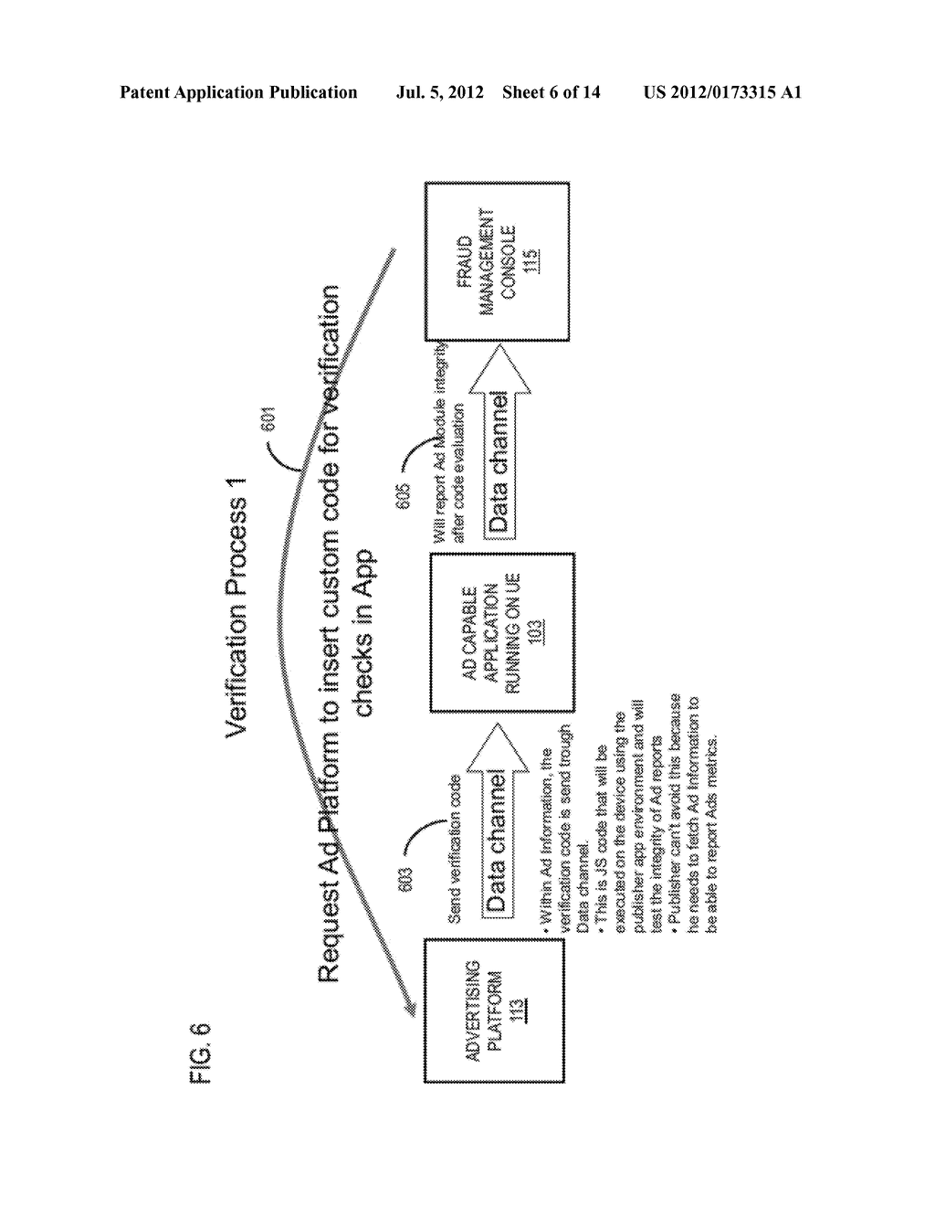 METHOD AND APPARATUS FOR DETECTING FRAUDULENT ADVERTISING TRAFFIC     INITIATED THROUGH AN APPLICATION - diagram, schematic, and image 07