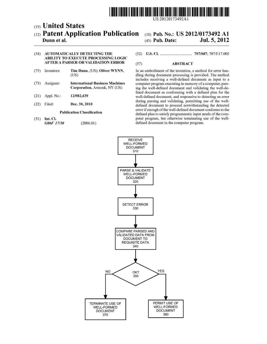 AUTOMATICALLY DETECTING THE ABILITY TO EXECUTE PROCESSING LOGIC AFTER A     PARSER OR VALIDATION ERROR - diagram, schematic, and image 01