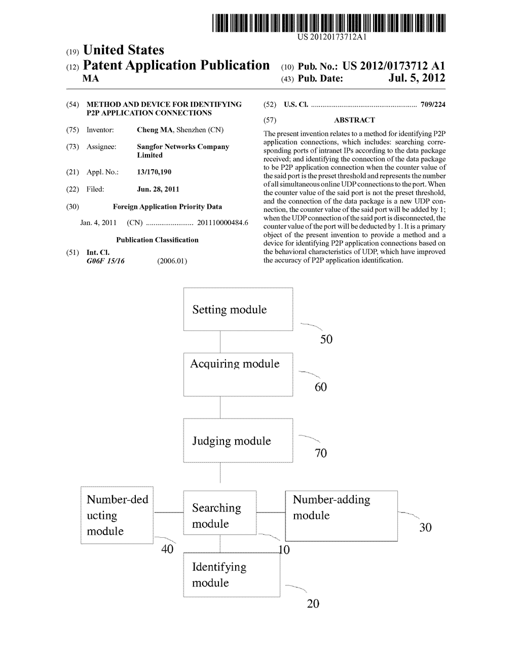 METHOD AND DEVICE FOR IDENTIFYING P2P APPLICATION CONNECTIONS - diagram, schematic, and image 01