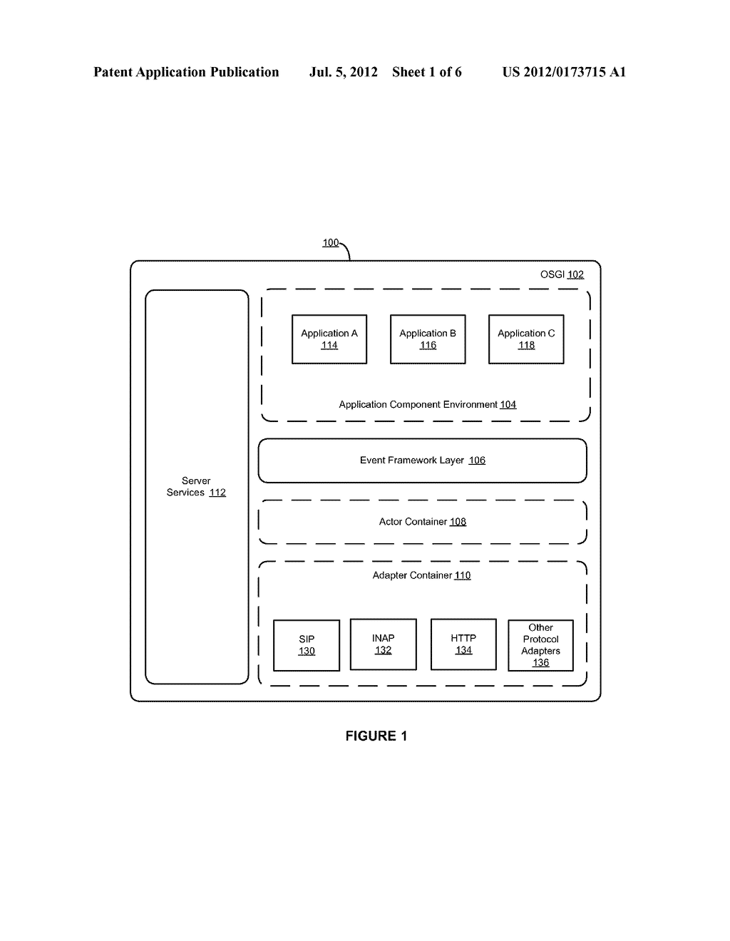 APPLICATION SERVER PLATFORM FOR TELECOM-BASED APPLICATIONS USING AN ACTOR     CONTAINER - diagram, schematic, and image 02