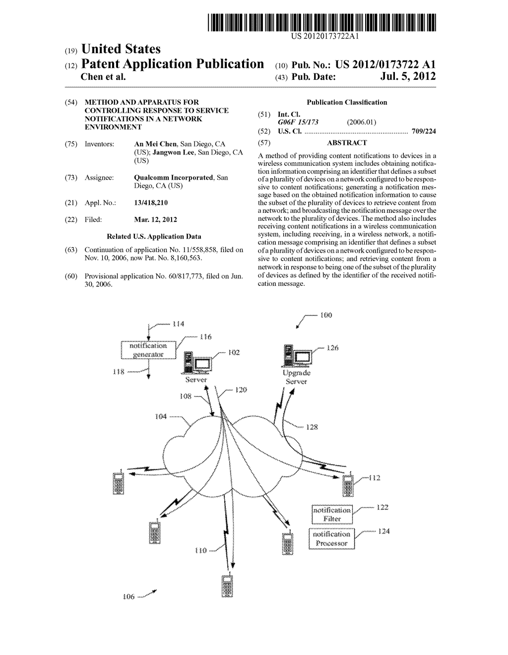 METHOD AND APPARATUS FOR CONTROLLING RESPONSE TO SERVICE NOTIFICATIONS IN     A NETWORK ENVIRONMENT - diagram, schematic, and image 01