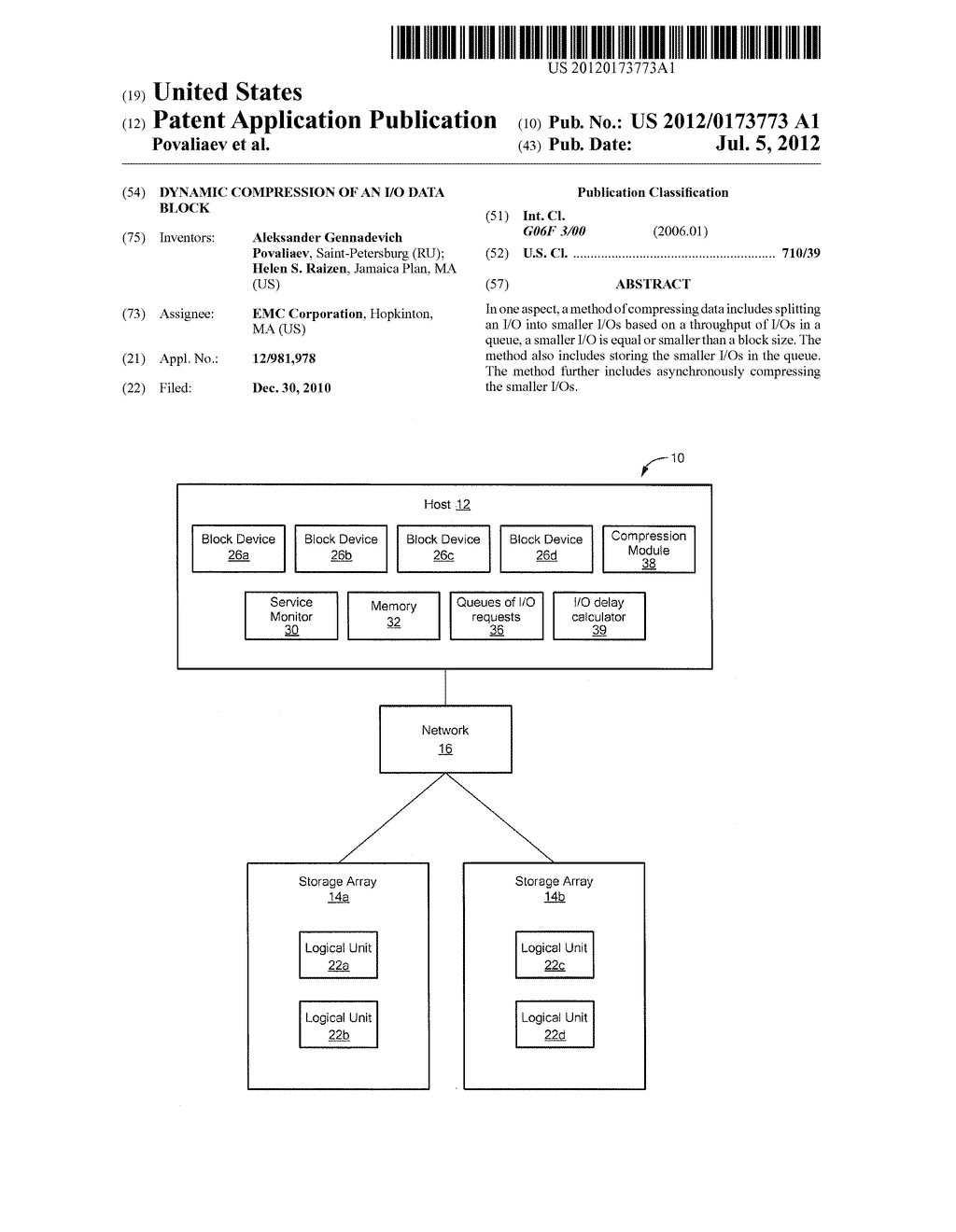 DYNAMIC COMPRESSION OF AN I/O DATA BLOCK - diagram, schematic, and image 01