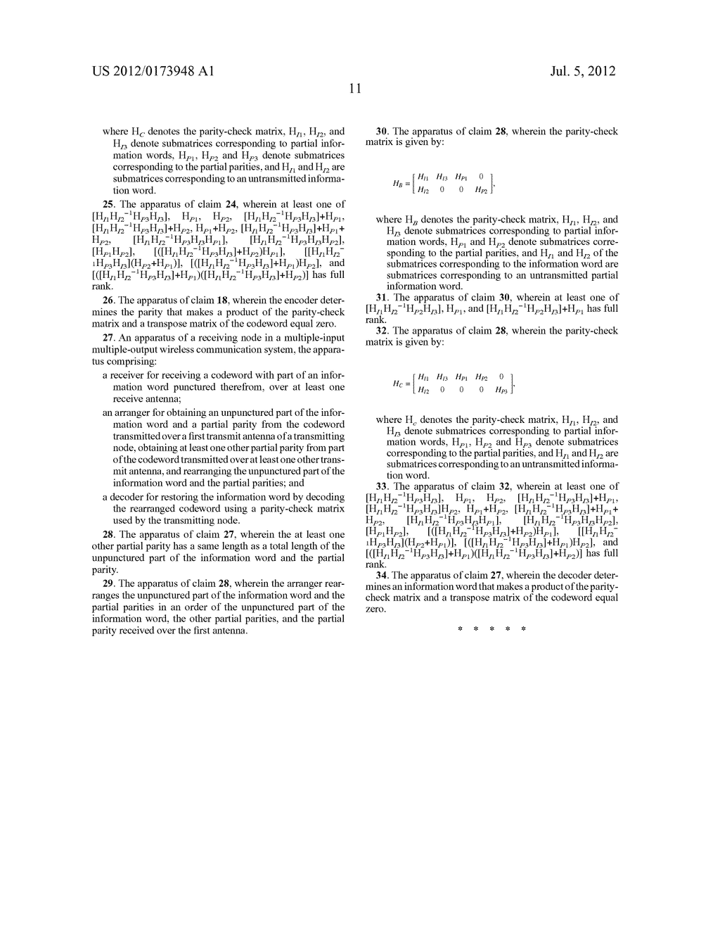 APPARATUS AND METHOD FOR CHANNEL ENCODING AND DECODING BASED ON     LOW-DENSITY PARITY CHECK CODE IN MULTIPLE ANTENNA COMMUNICATION SYSTEM - diagram, schematic, and image 19