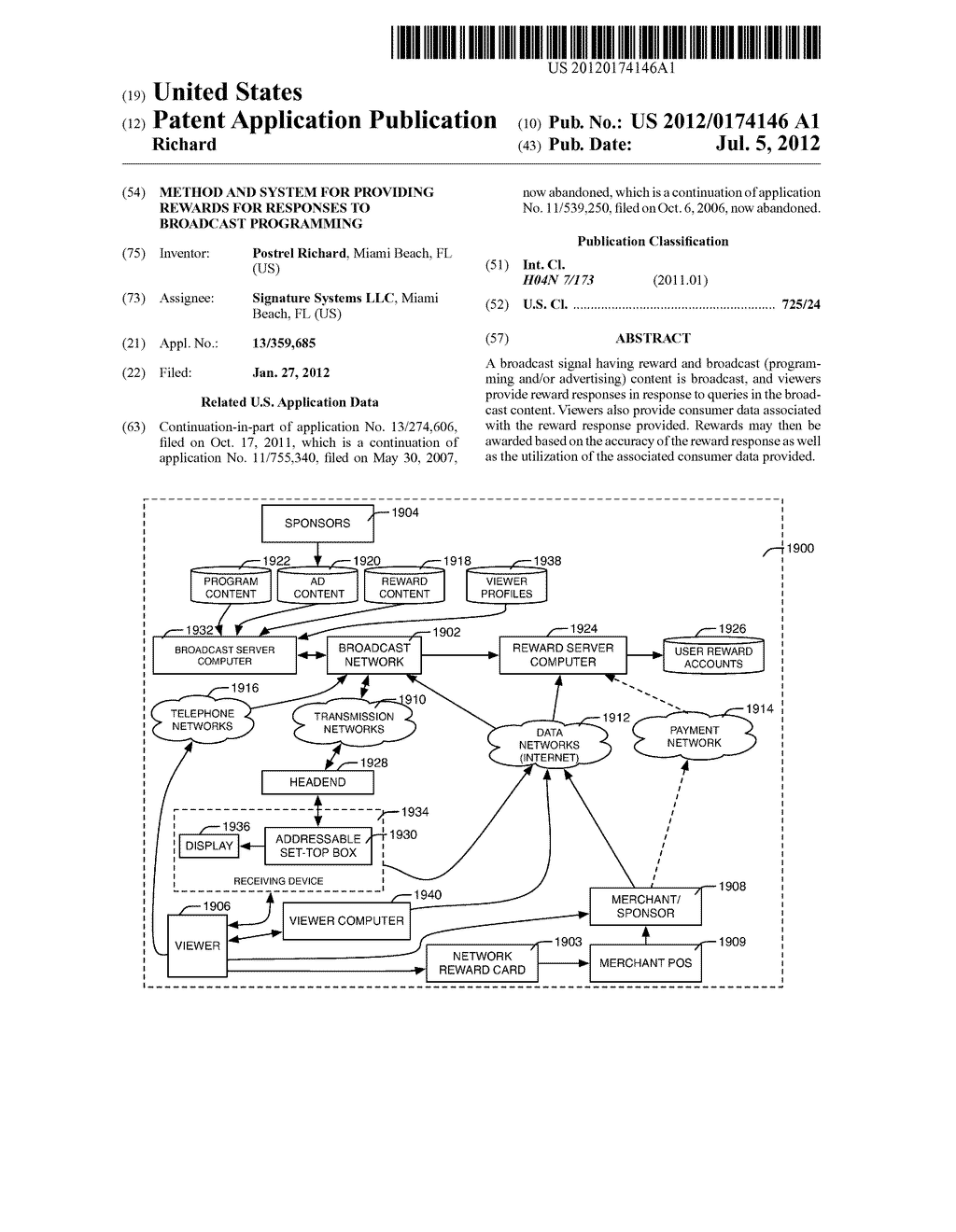 METHOD AND SYSTEM FOR PROVIDING REWARDS FOR RESPONSES TO BROADCAST     PROGRAMMING - diagram, schematic, and image 01